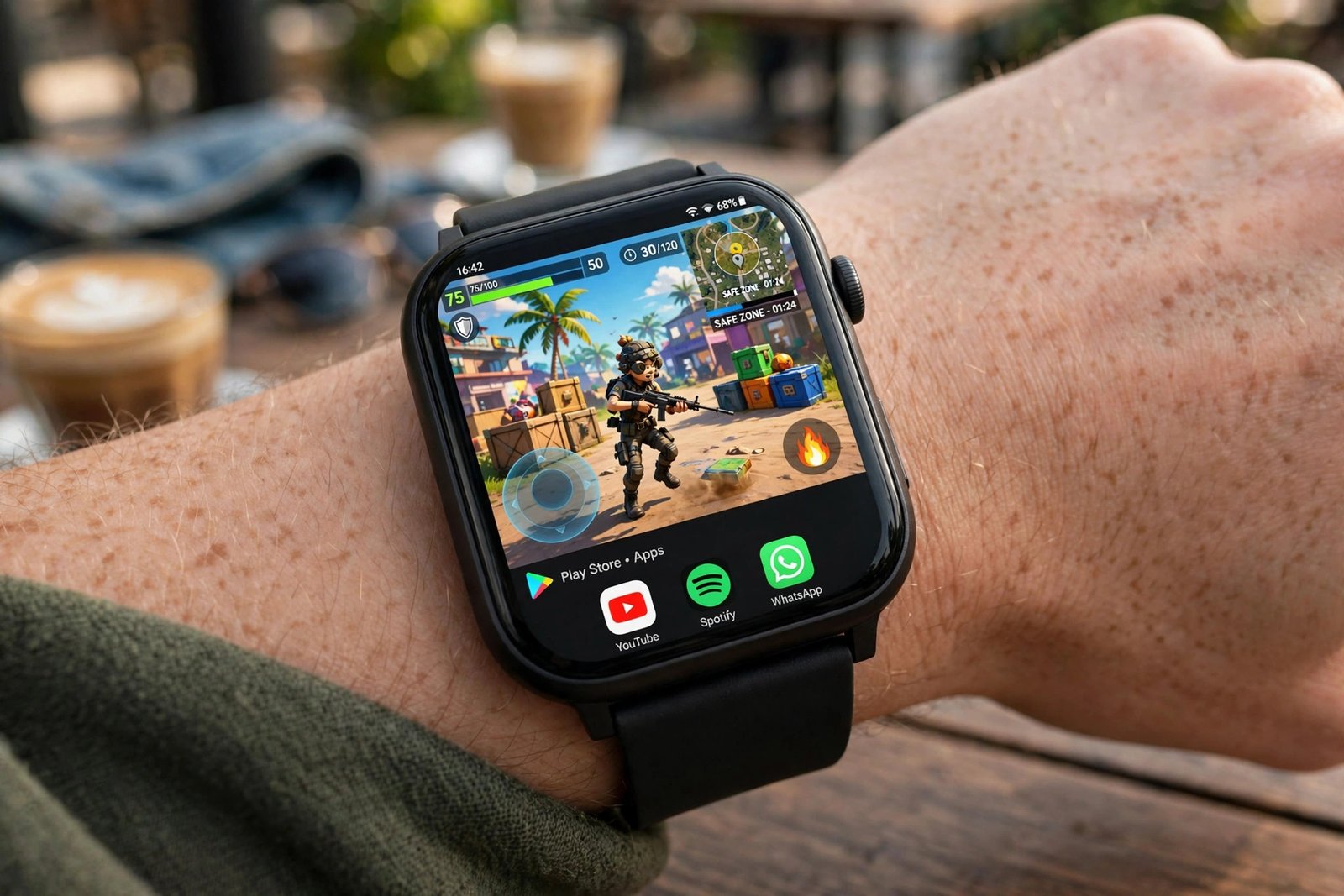 CD12 Pro Max Android smartwatch running mobile games